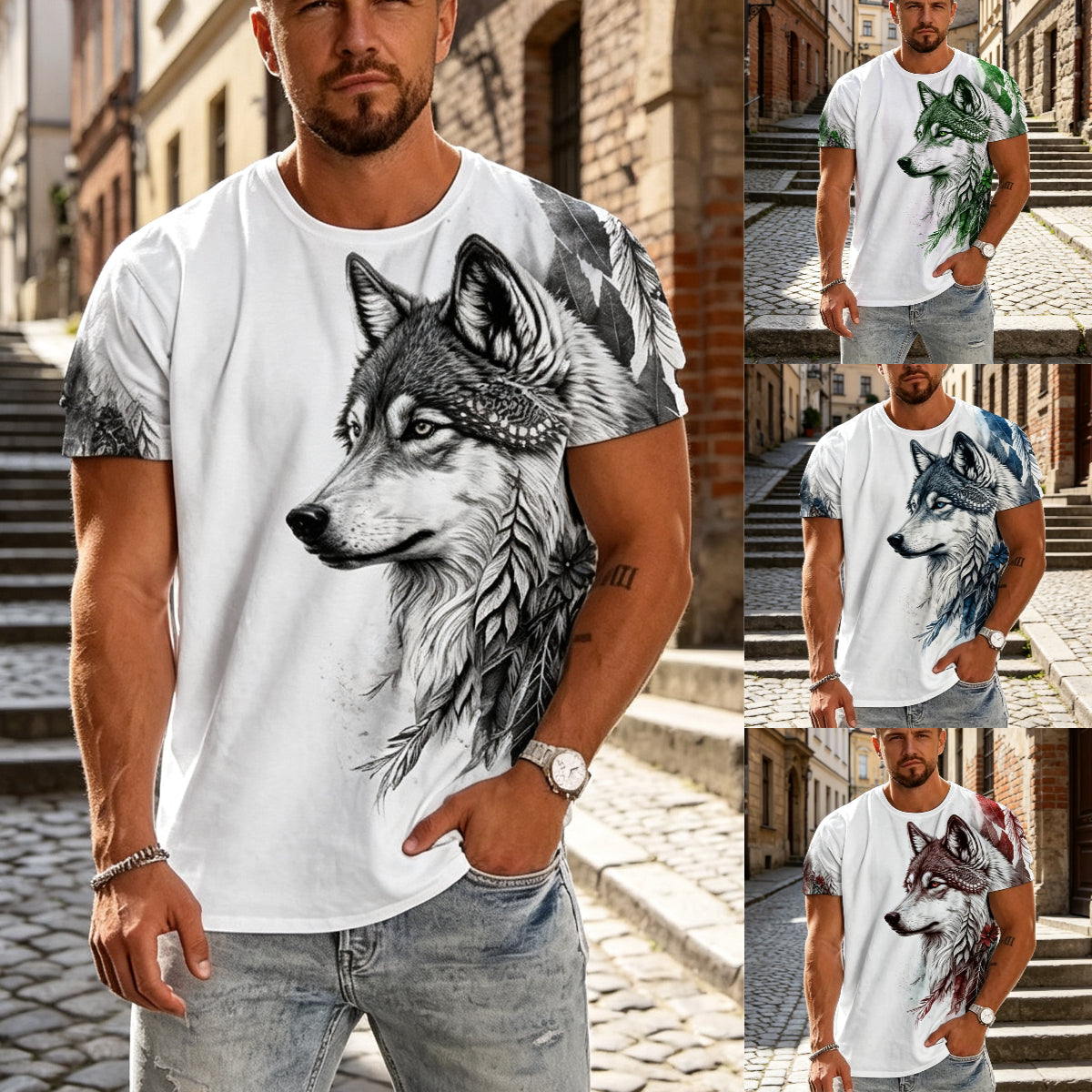 👕👕【2XS-6XL】Nowa męska koszulka z krótkim rękawem i nadrukiem wilka z 2026 r. – Ograniczona czasowo zniżka 50%