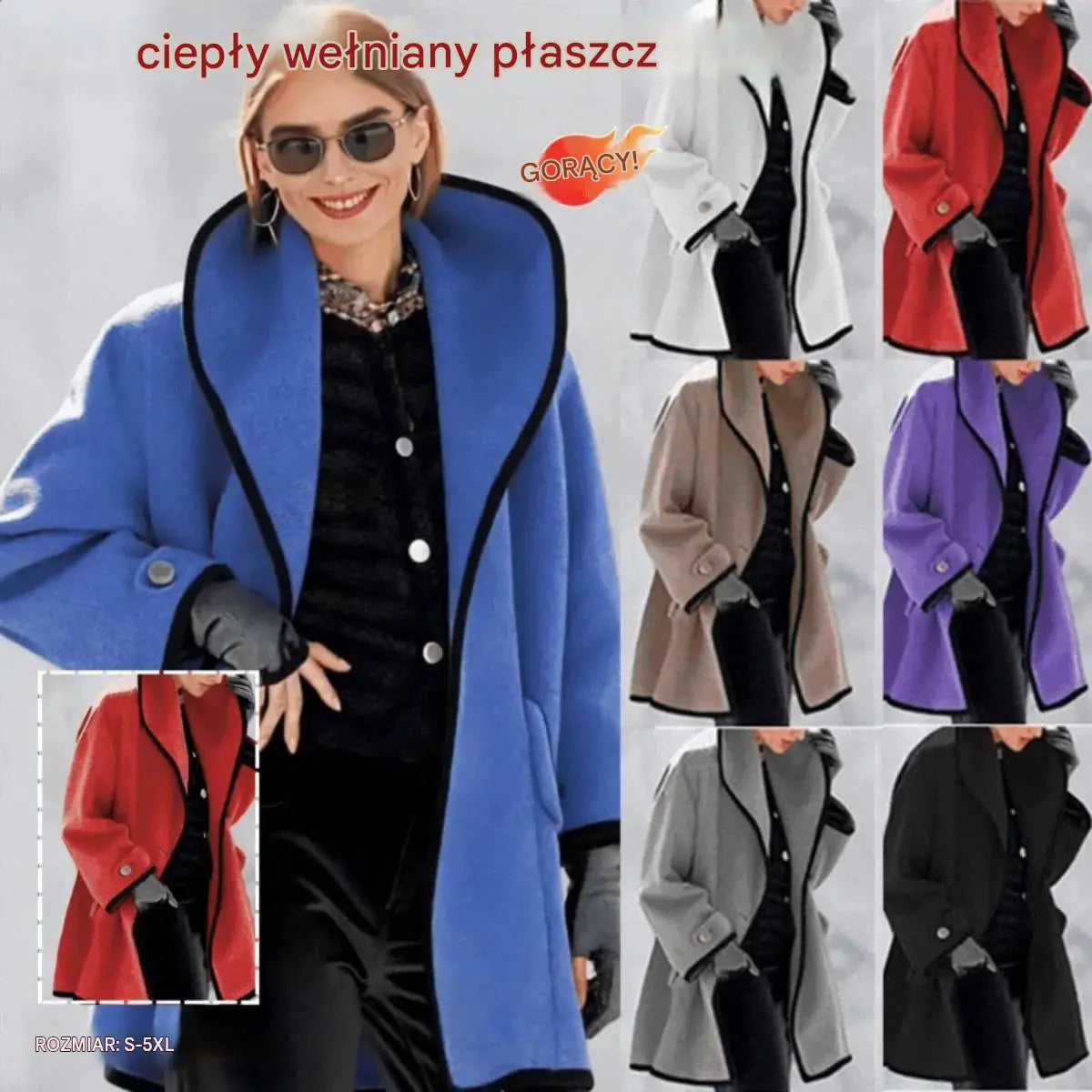 🥰【S-5XL】Nowy ciepły wełniany płaszcz na jesień/zimę – elegancki i luźny krój