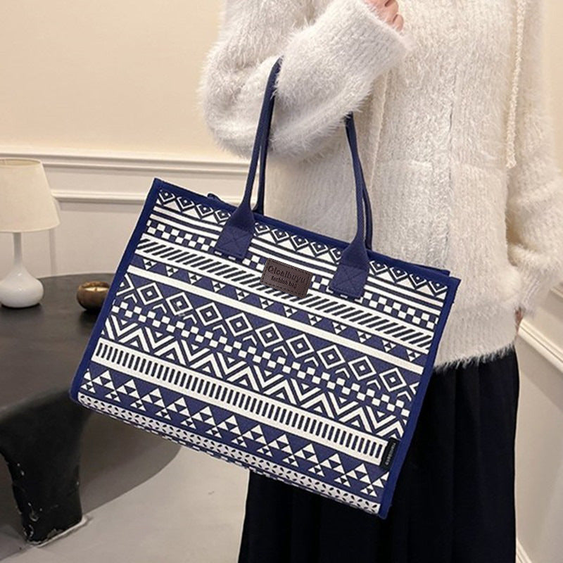 Nowa torba typu tote, pojemna torba na ramię z płótna.