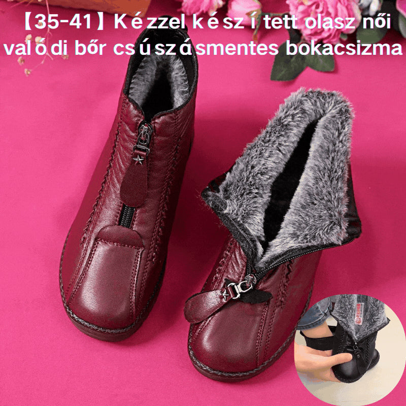 【35-41】Kézzel készített olasz női csúszásmentes valódi bőr bokacsizma