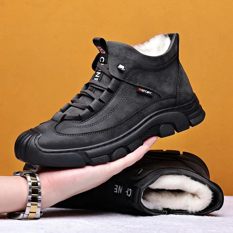 50% de descuento: Calzado de invierno para hombre ❄️ Botas altas cálidas y gruesas de terciopelo y piel auténtica