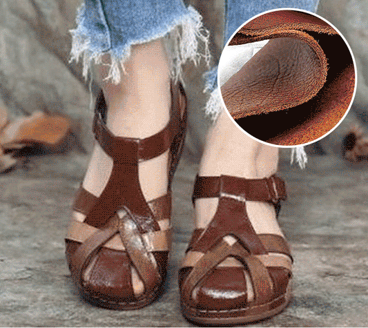 🩰【Najlepiej sprzedające się buty damskie w nowym stylu】【35-43】Wygodne damskie sandały rzymskie wykonane z miękkiej skóry