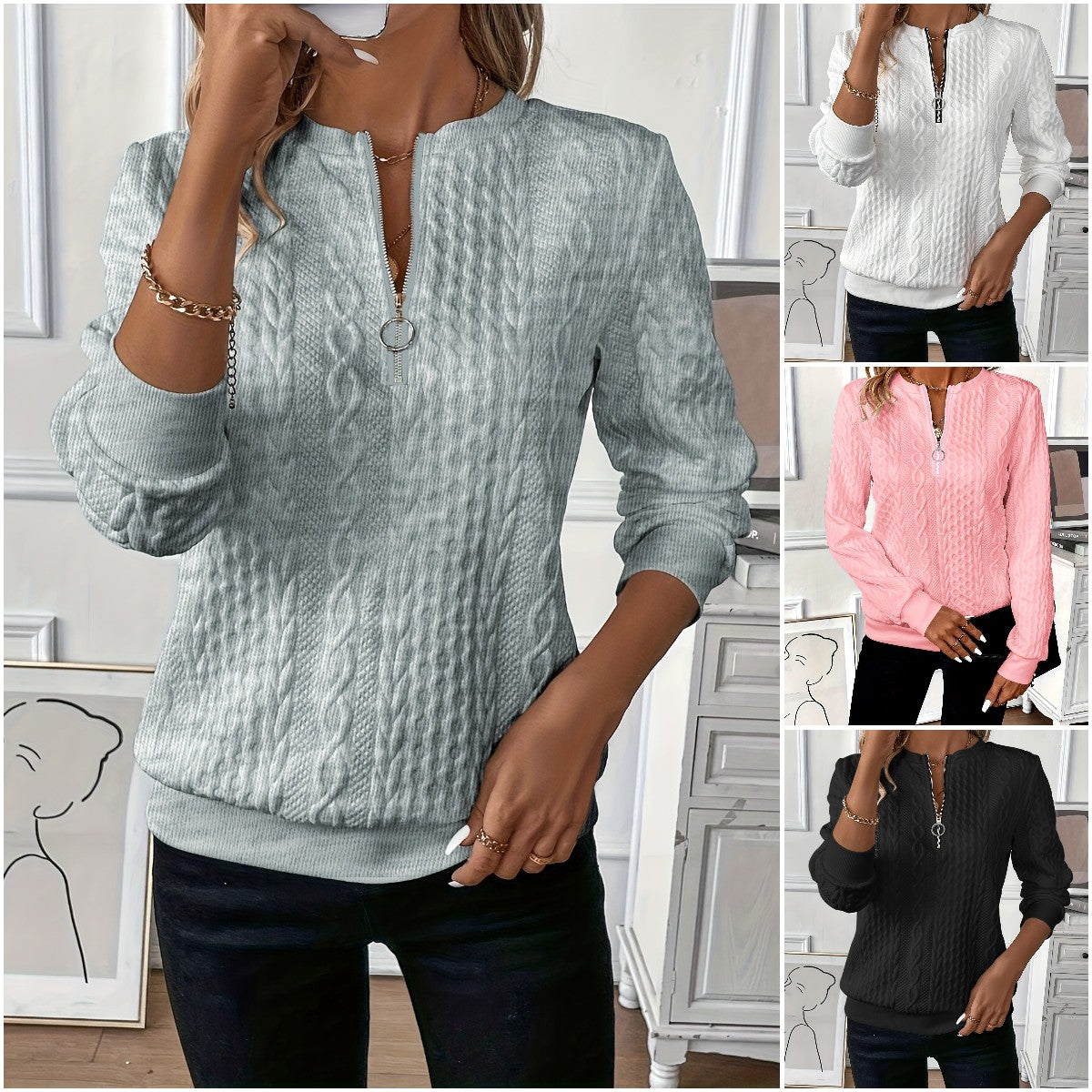 🎀🎀【Nowość oferta】【S-2XL】 2025 nowy jesienny i zimowy sweter damski zapinany na zamek