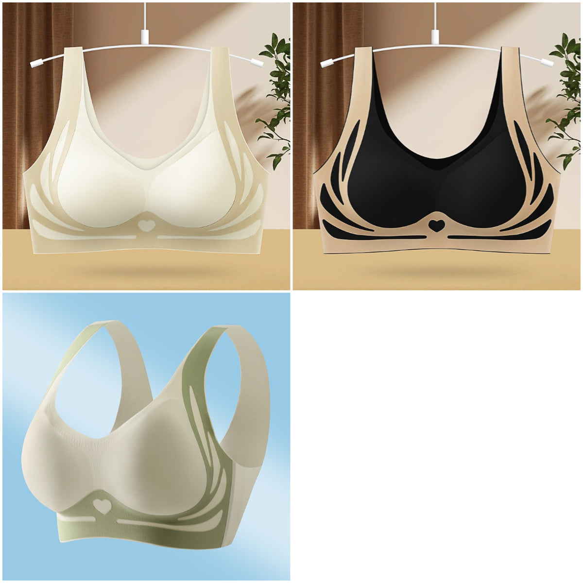 😍【Paquete de 3】Sujetador de una pieza sin aros para mujer ❤️【40-85KG】