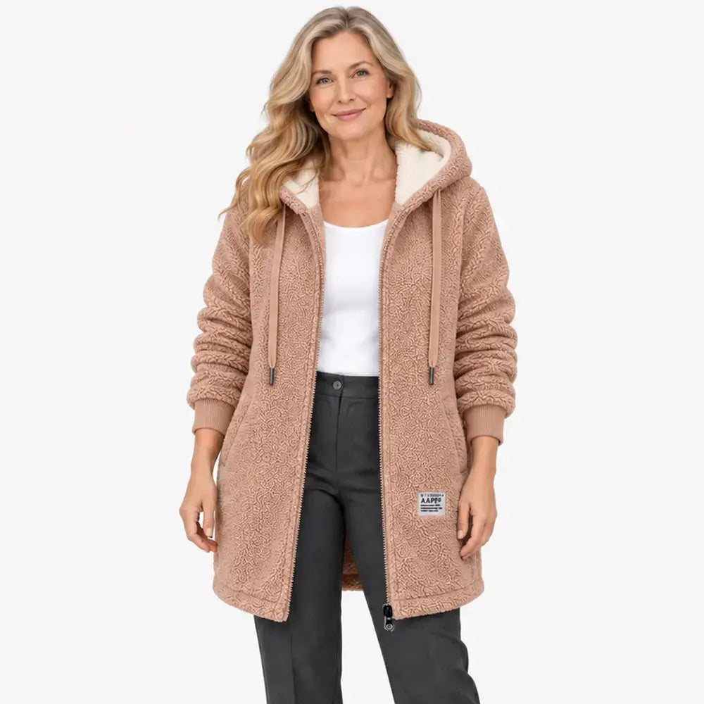 ✨【M-3XL / 4 kolory】Gruba bluza typu sherpa średniej długości z podszewką z polaru / Jesienno-zimowa kurtka rozpinana z haftowanym napisem