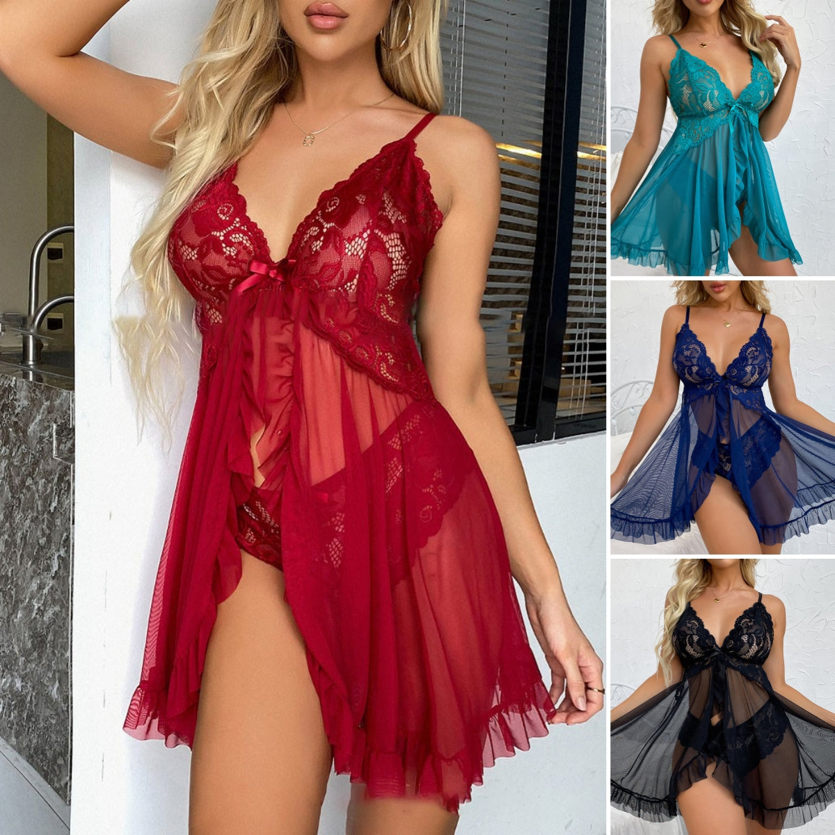 【S-3XL】🔥💝 Seksowny koronkowy biustonosz push-up i majtki