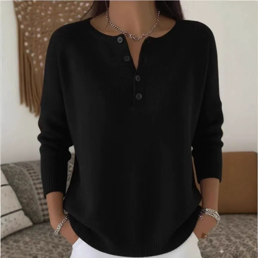 🔥 【S–3XL】Wysokiej jakości sweter dzianinowy z zapięciem na guziki i dekoltem w serek · przyjemny materiał, wygodny na zimę i na co dzień