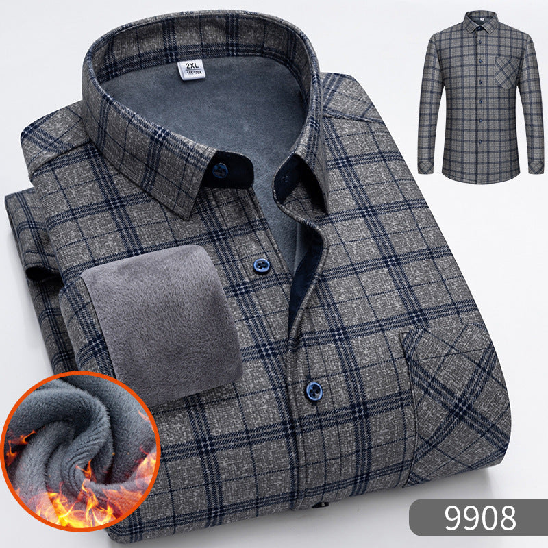 👔【L-5XL】Camisa de manga larga de negocios cálida para otoño e invierno