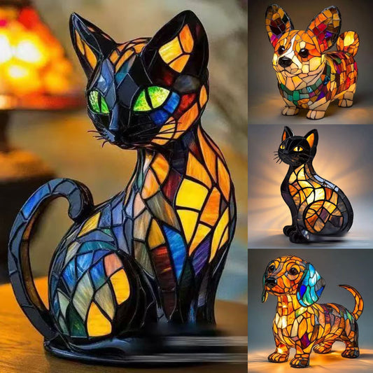 ✨✨Żywiczne ozdoby, lampka nocna LED, sztuka, rzeźba zwierząt, kreatywna dekoracja do biura, domu, przełącznik z portem USB