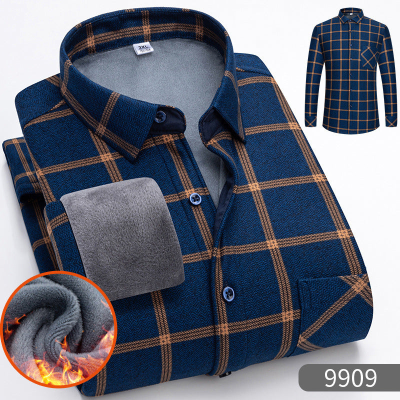 👔【L-5XL】Camisa de manga larga de negocios cálida para otoño e invierno