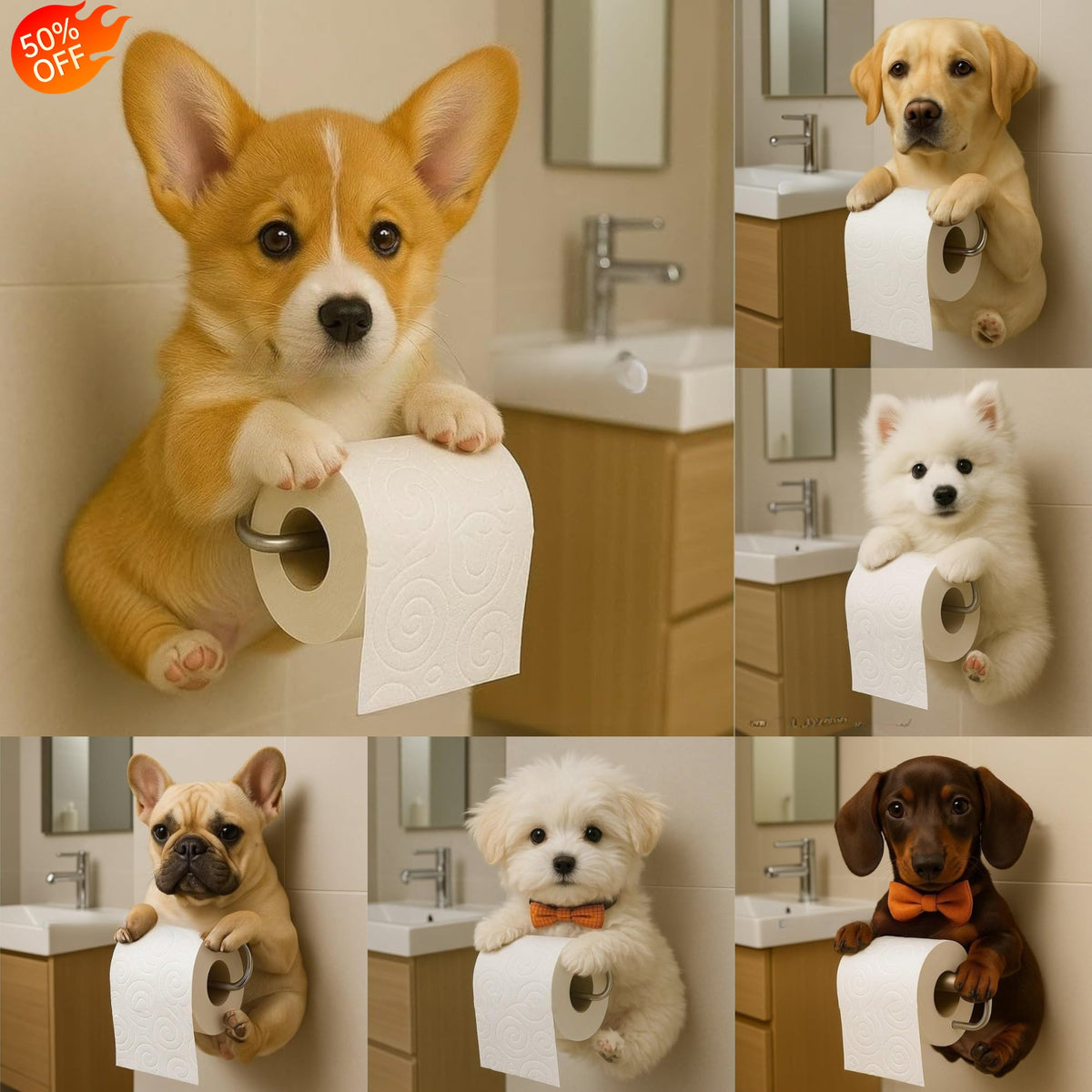 🐕🐕Aranyos kiskutya témájú WC-papírtartó
