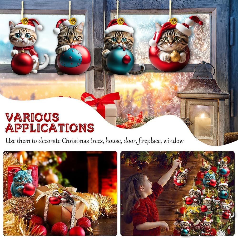 🔥🐈【Kupte 5 a získejte 5 zdarma】🎄10 kusů😻Ozdoby na vánoční stromeček Kitty. Závěsné doplňky pro kočky