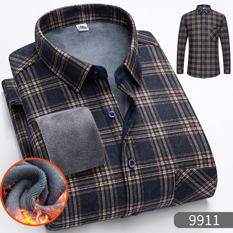 👔【L-5XL】Camisa de manga larga de negocios cálida para otoño e invierno