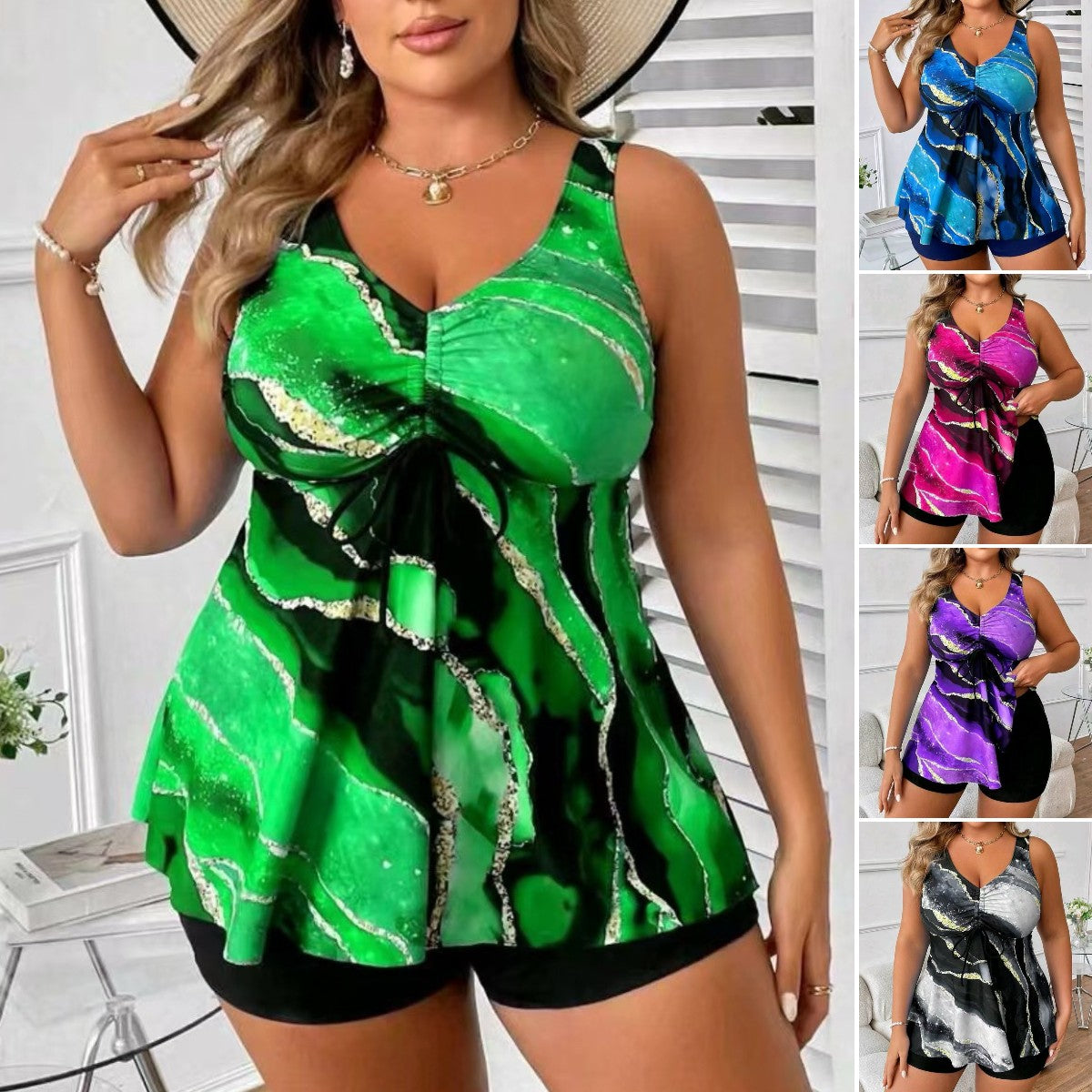 🏖️👙【50% sleva】🌴【M-5XL】Stylové plavky s potiskem, k dispozici v různých velikostech, ideální na pláž