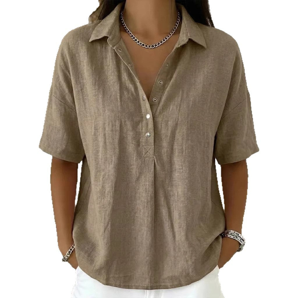 ⏳ Ostatni dzień – 50% zniżki! 【S-3XL】 Damska koszula z krótkim rękawem – bawełna i len. Fason slim fit: uniwersalna, przewiewna, wygodna i bezproblemowa.