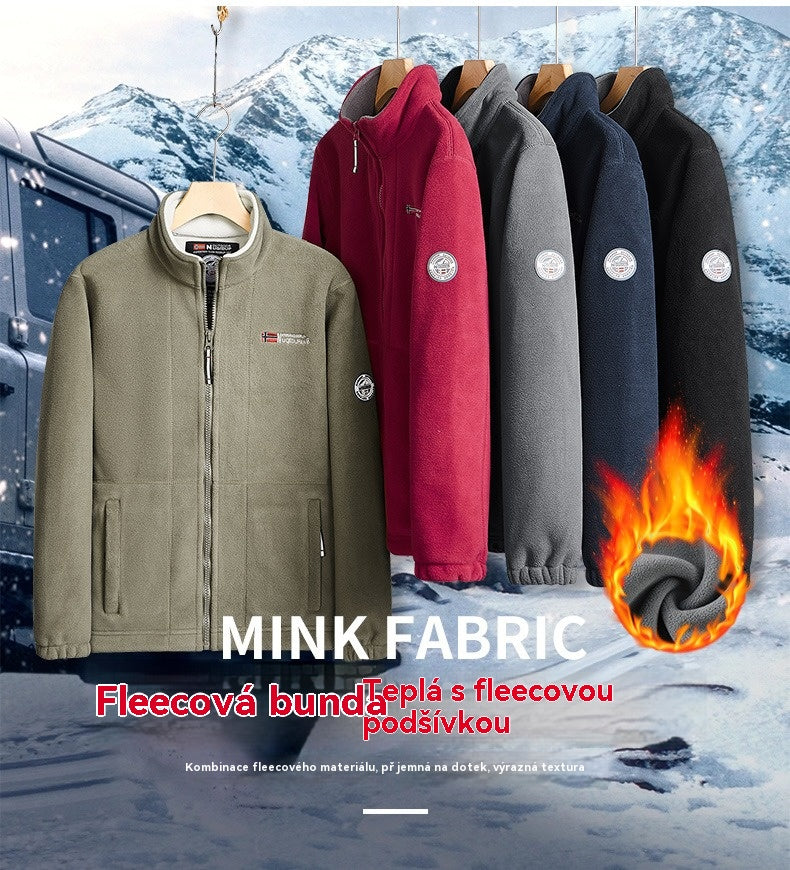 🏆💥【Oferta por tiempo limitado】Pánská silná sametová fleecová bunda, podzim a zima, teplá, lehká, velká velikost