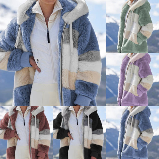 ☃️❄️【S-5XL】Nová dámská zimní bunda 2025, tlustá s plyšovými pruhy