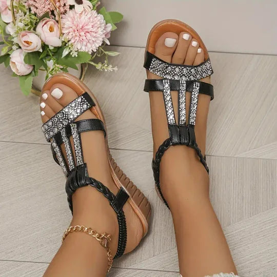 【🏆Nejprodávanější produkt】👡【34-43】2025 Dámské kamínkové sandály