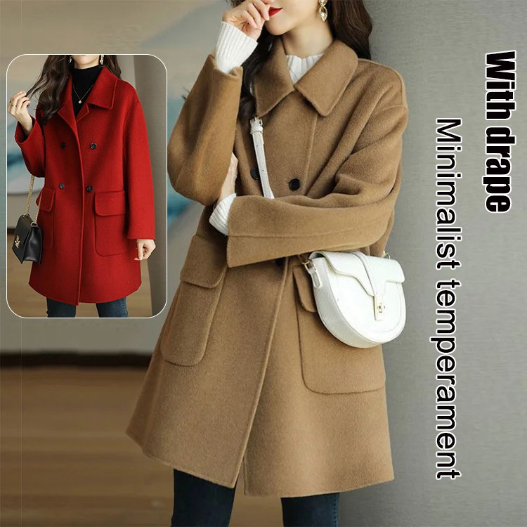 Nowości 50% zniżki, jesień 2025, nowy dwustronny płaszcz z kaszmiru i wełny