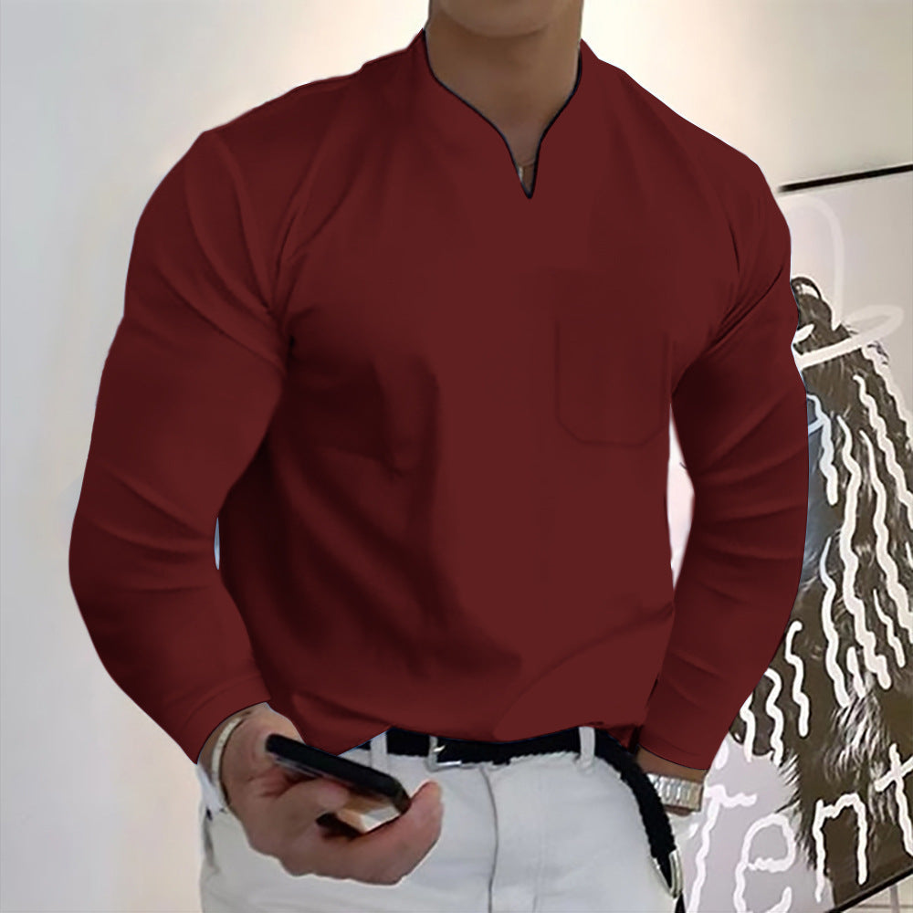 👔🔥【40-120 kg】2026 Jesienna męska koszulka polo z długim rękawem z czystej bawełny i dekoltem w serek ✅️Drugi produkt w połowie ceny