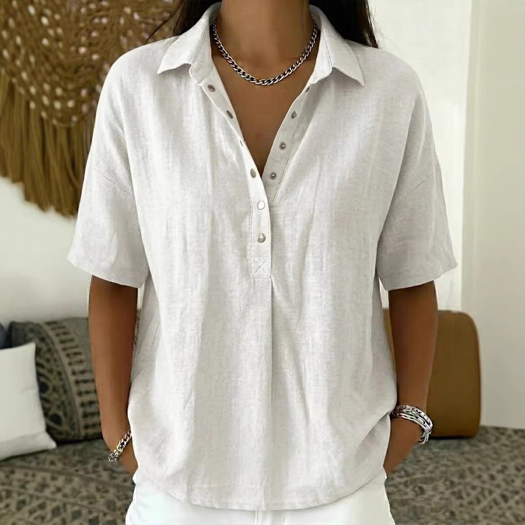 ⏳ Ostatni dzień – 50% zniżki! 【S-3XL】 Damska koszula z krótkim rękawem – bawełna i len. Fason slim fit: uniwersalna, przewiewna, wygodna i bezproblemowa.