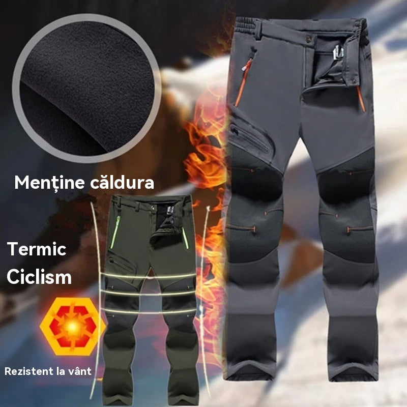 【💥Visoka kakovost】 【S-5XL】Moške mehke, vodoodporne, vetrovno odporne, zračne pohodniške hlače, tople debele flis hlače za šport na prostem