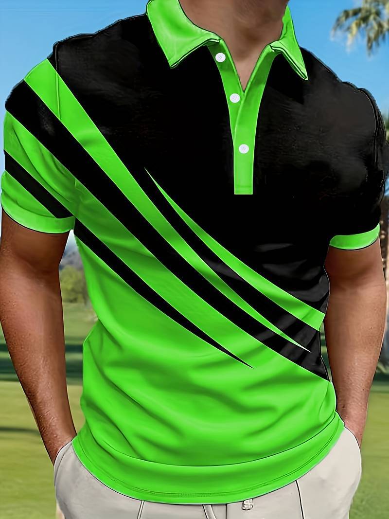 👔【S-6XL】2026 nowa męska koszulka POLO w paski z nadrukiem 3D