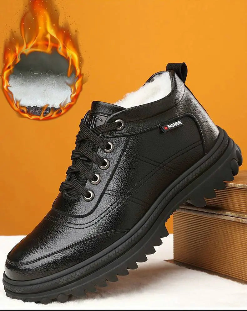 🔥Nowość Oferta specjalna: 50% zniżki🔥【Rozmiary 39-44】2026 Nowe męskie zimowe, ciepłe, grube, skórzane buty z prawdziwej skóry