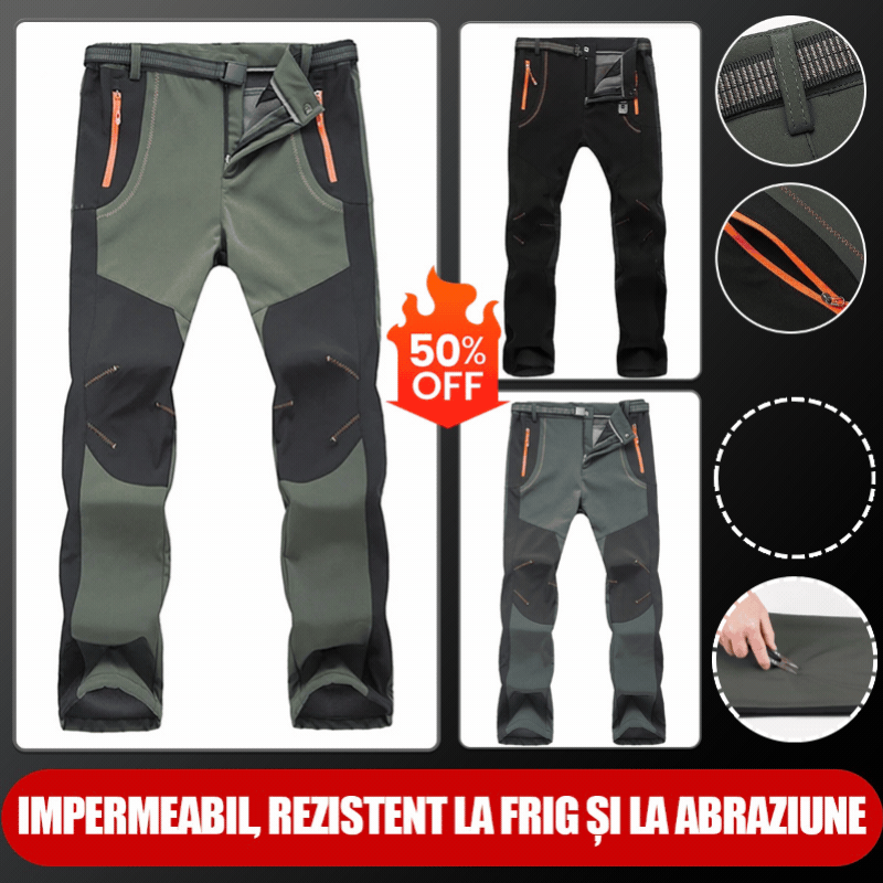 【💥Visoka kakovost】 【S-5XL】Moške mehke, vodoodporne, vetrovno odporne, zračne pohodniške hlače, tople debele flis hlače za šport na prostem