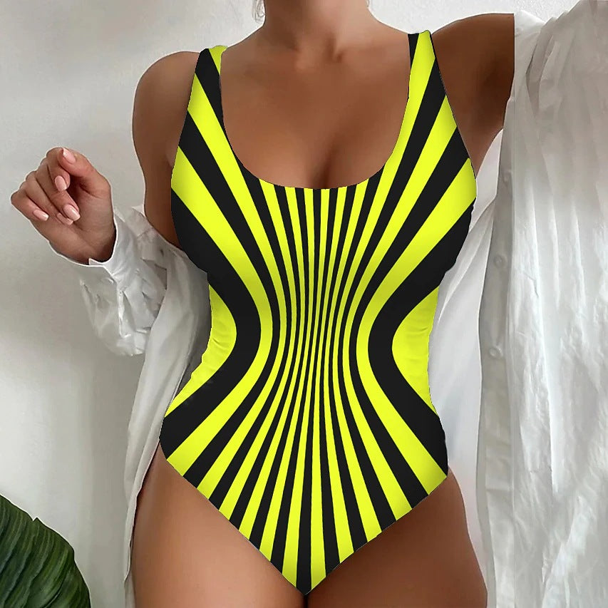 【😍S~6XL】Seksowny, jednoczęściowy kostium kąpielowy w paski