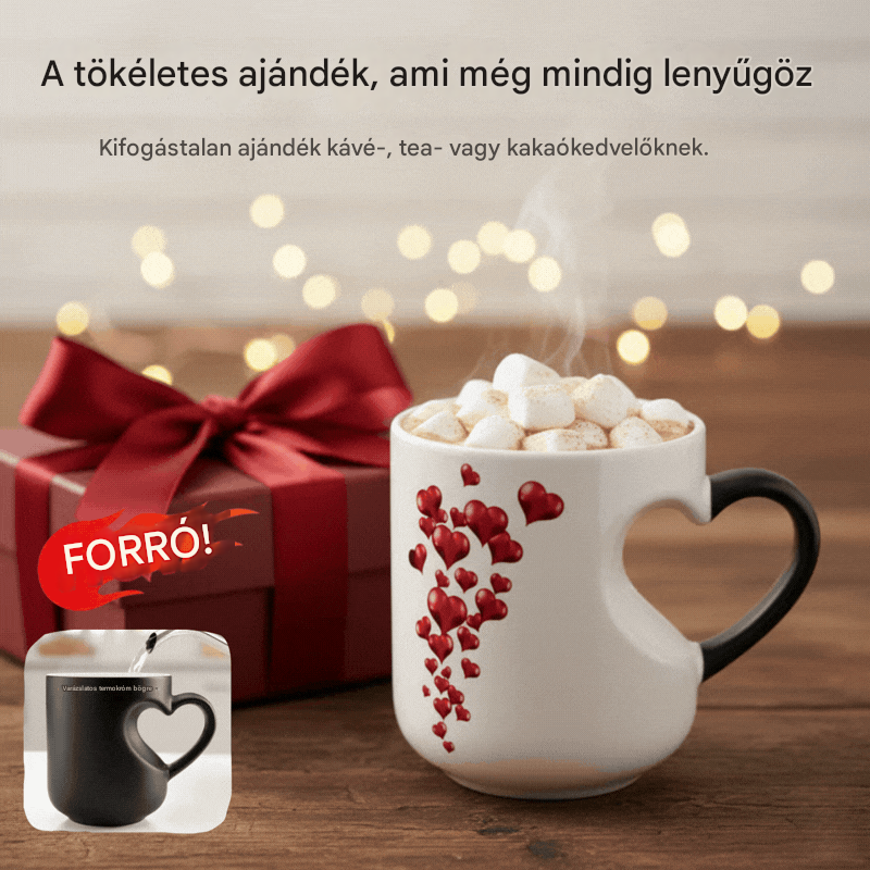 📢📢50% kedvezmény!!! ⏰ Valentin-napi kerámia bögre szív alakú, színét változtató füllel💝✨