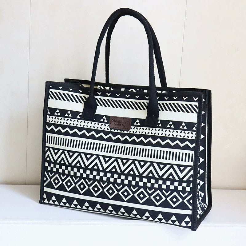 Nowa torba typu tote, pojemna torba na ramię z płótna.