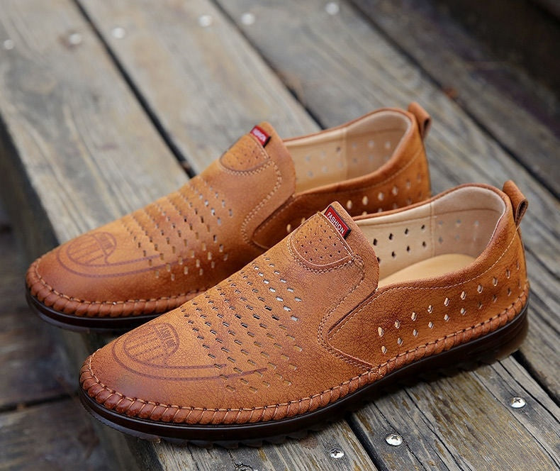 【39-44】2026 Zapatos casuales de cuero genuino hechos a mano para exteriores para hombres