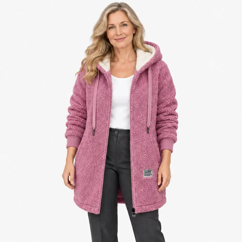 ✨【M-3XL / 4 kolory】Gruba bluza typu sherpa średniej długości z podszewką z polaru / Jesienno-zimowa kurtka rozpinana z haftowanym napisem