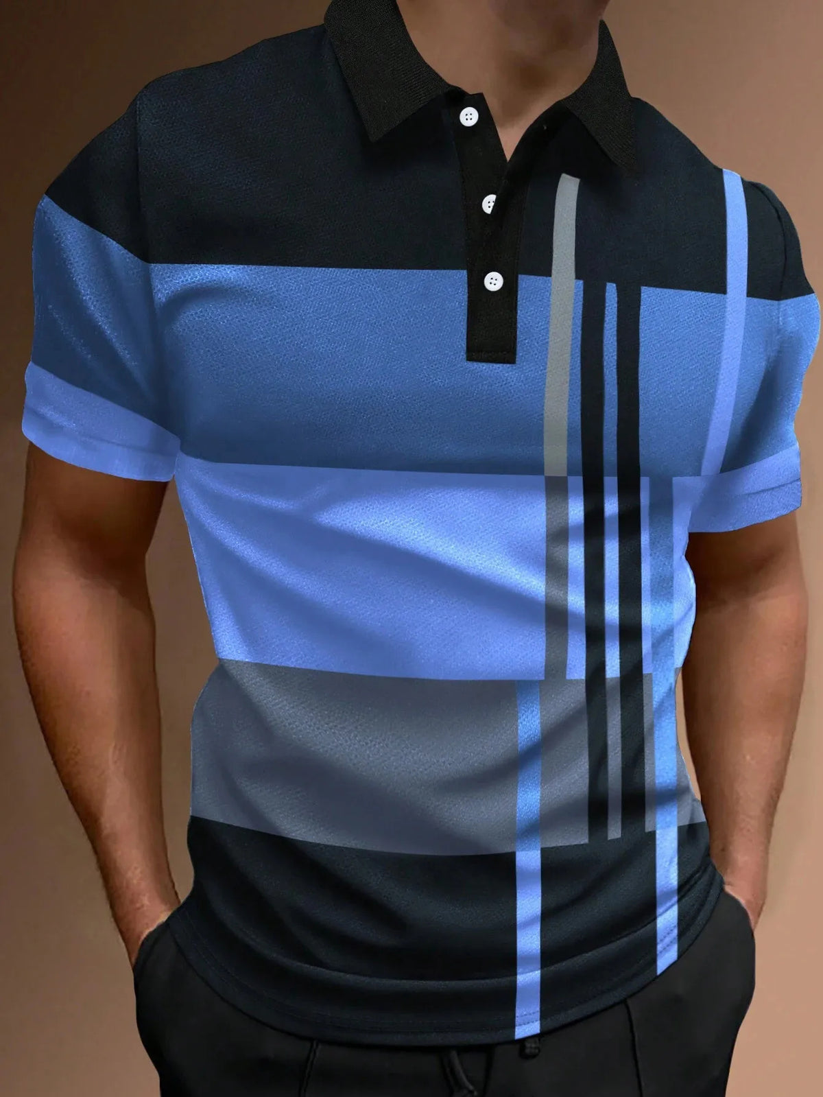 🔥【50% ZNIŻKI】👔【S-6XL】Męska koszulka POLO z nadrukiem 3D w paski i kolorowymi nadrukami