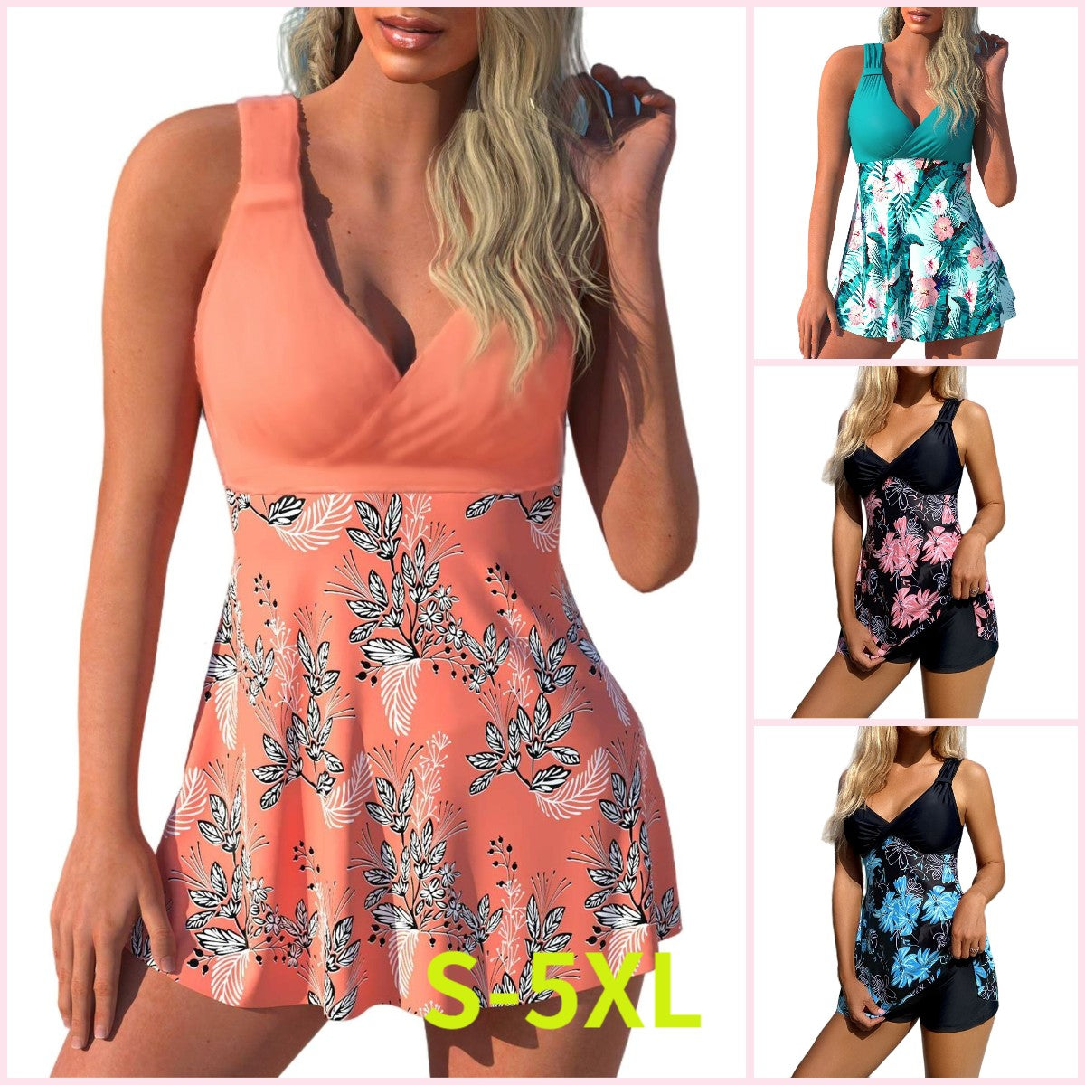 🌴🏖️【Poslední den – sleva 50 %🔥】【S-5XL】Nové plavky s potiskem pro větší velikosti, kraťasy, rozparky na zádech, rychleschnoucí materiál