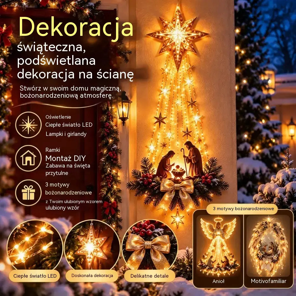 ✨🕯️ Podświetlana szopka ścienna | Szopka z oświetleniem LED | Świąteczna dekoracja domu 🏠