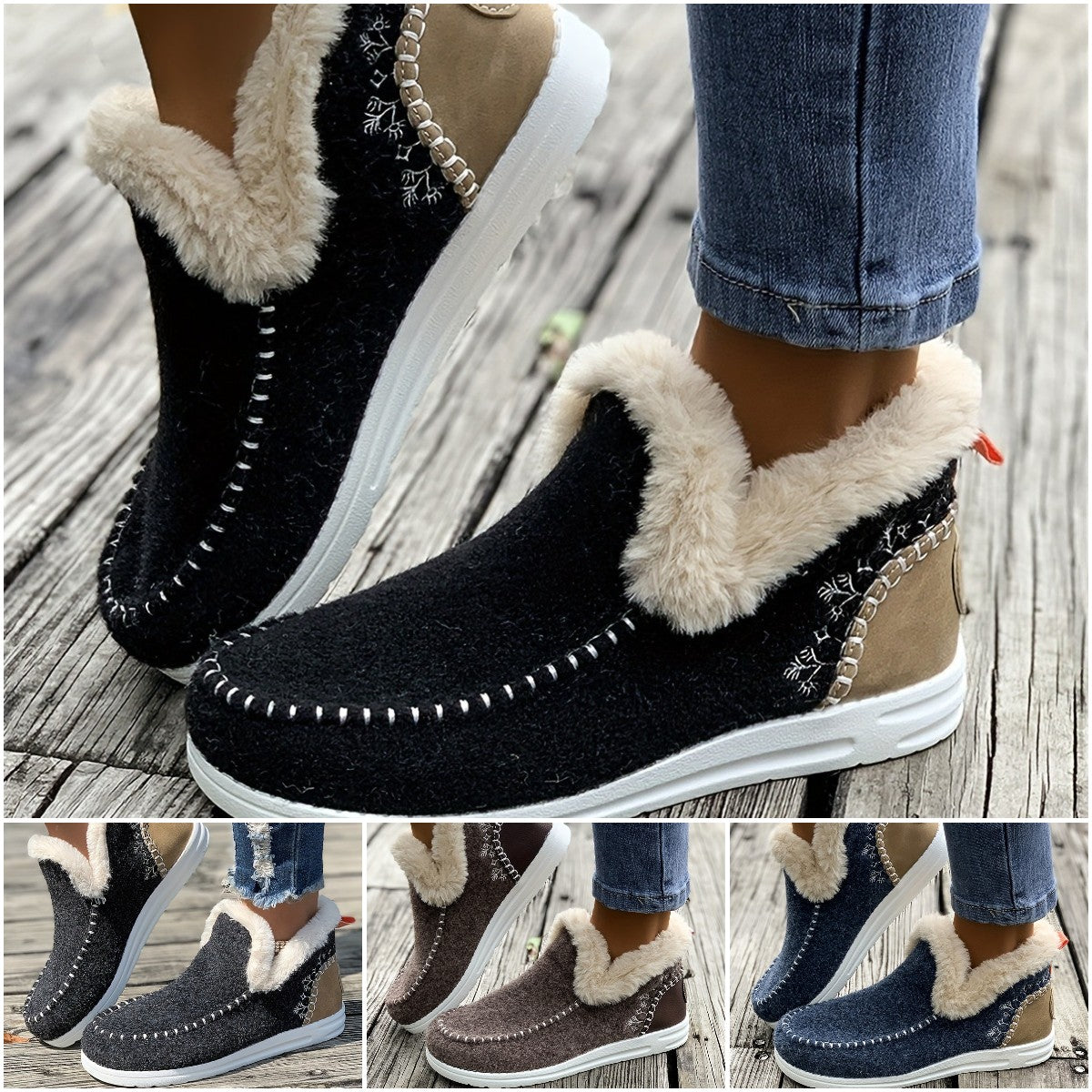 👞【36-43】2025 Jesień/zima Nowe damskie śniegowce z podszewką z polaru