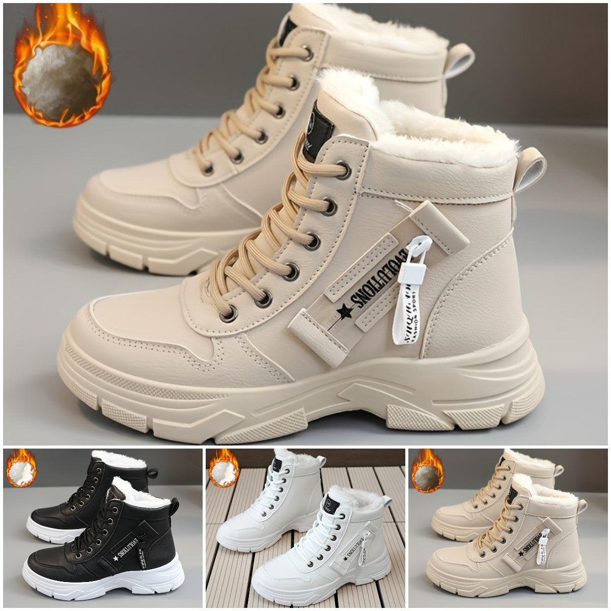 🔥【50% de descuento】🥰🥰【Tallas 35-45】Botas de nieve de invierno con cremallera lateral para mujer
