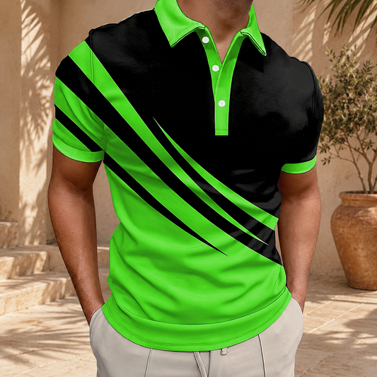 👔【S-6XL】2025 nowa męska koszulka POLO w paski z nadrukiem 3D