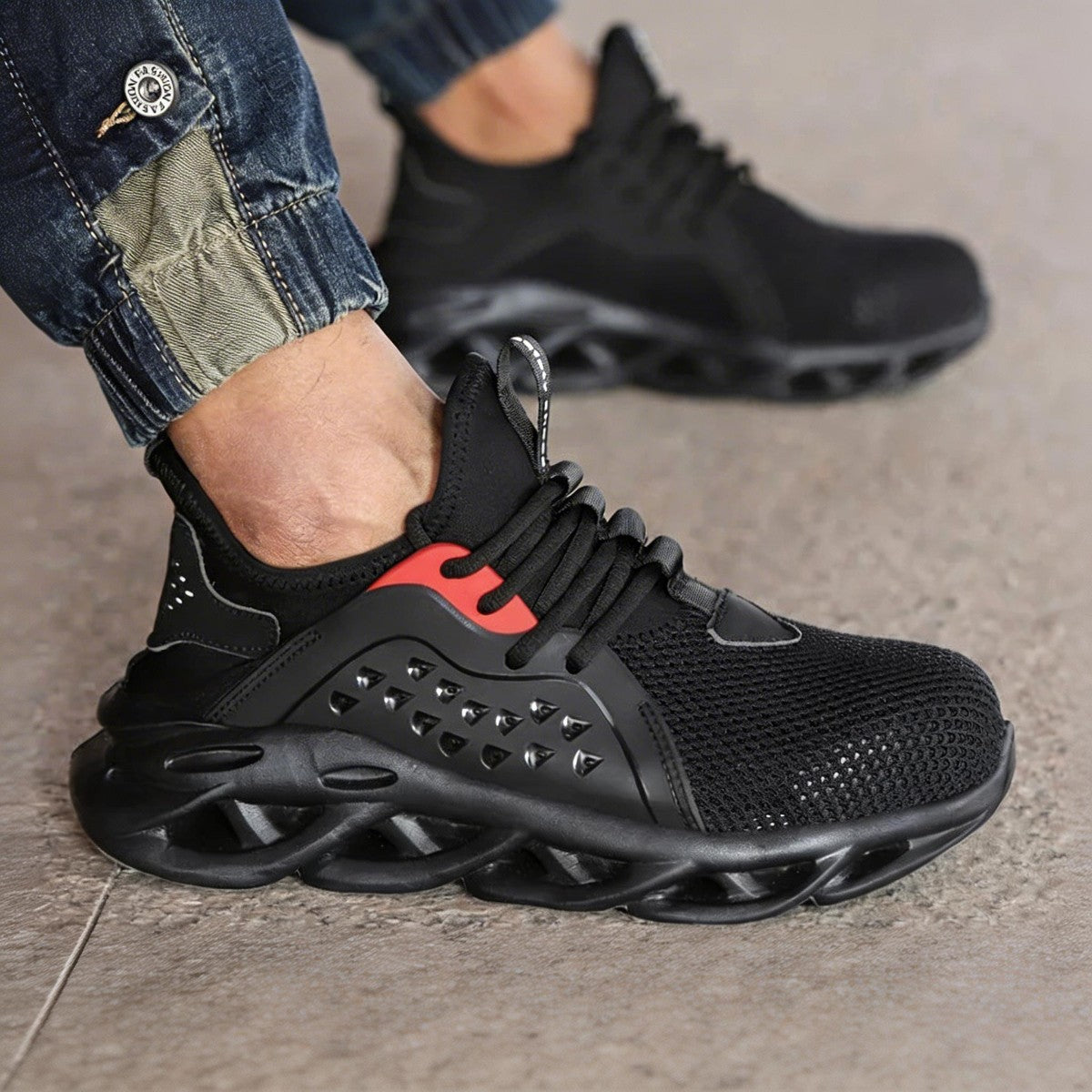 🚵‍♂️🔨【39-48】👨‍🔧 Męskie oddychające buty robocze, odporne na uderzenia i przebicie, ze stalowym noskiem i warstwą izolacyjną.