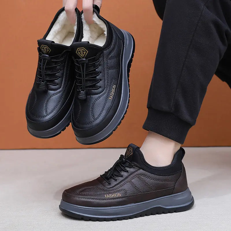 ⛄🥾【39-45】Męskie zimowe buty sportowe do rekreacji, ze skóry naturalnej, wodoodporne, z miękką podeszwą i aksamitem