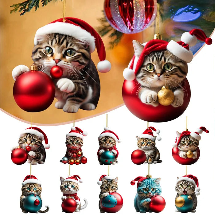 🔥🐈【Kupte 5 a získejte 5 zdarma】🎄10 kusů😻Ozdoby na vánoční stromeček Kitty. Závěsné doplňky pro kočky