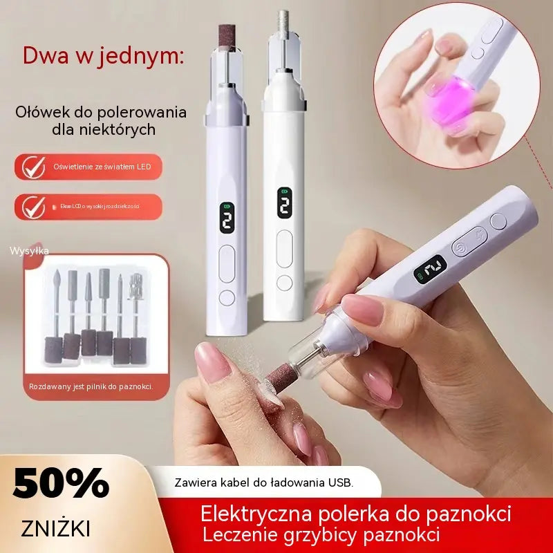 💅Elektryczny pilnik do paznokci 2 w 1 z lampą LED (lampa utwardzająca + 5 głowic polerujących) – kup jeden, a drugi dostaniesz za pół ceny