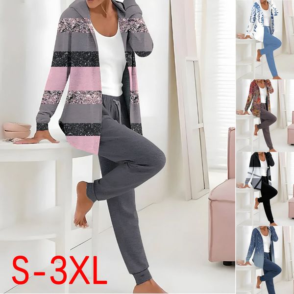 🔥【S-3XL】🔥Jesienno-zimowy damski dwuczęściowy garnitur z nadrukiem, spodnie z długim rękawem