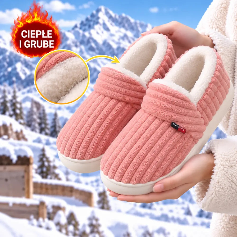 【36-47】Nowe damskie buty zimowe – ocieplane, grube, domowe, ciepłe, wsuwane, stylowe kapcie