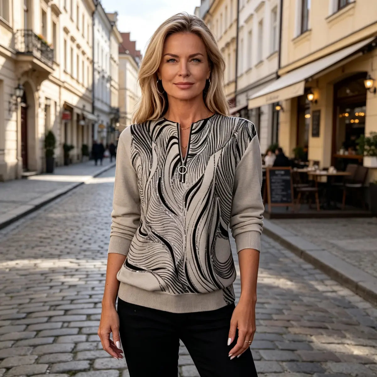 🔥【Gorący produkt!】(S-5XL)Swobodna bluza z kapturem i nadrukiem, zapinana na zamek