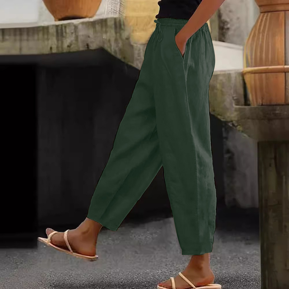 😍💕【40-120 kg】Pantalones casuales para mujer de algodón y lino ✅️Pago contra entrega