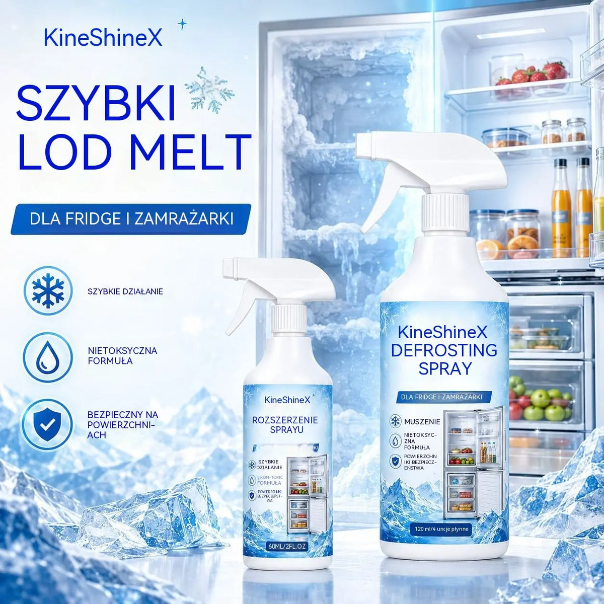 🔥【2 butelki za 99 zł】❄️ Nowy spray do odmrażania 2026 🧡 Szybko usuwa lód z zamrażarki