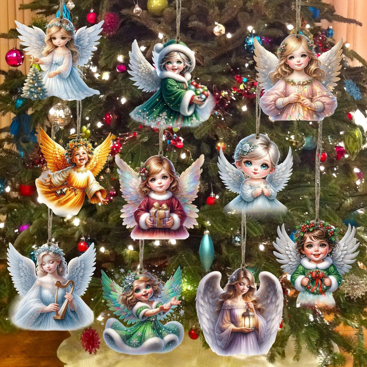🎄👼【20 ks】Vánoční andělské ozdoby na stromeček i auto · Ruční styl · -50% + rychlé dodání